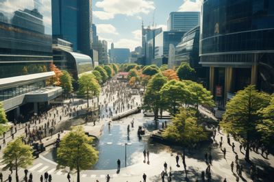 Eine futuristische Stadt